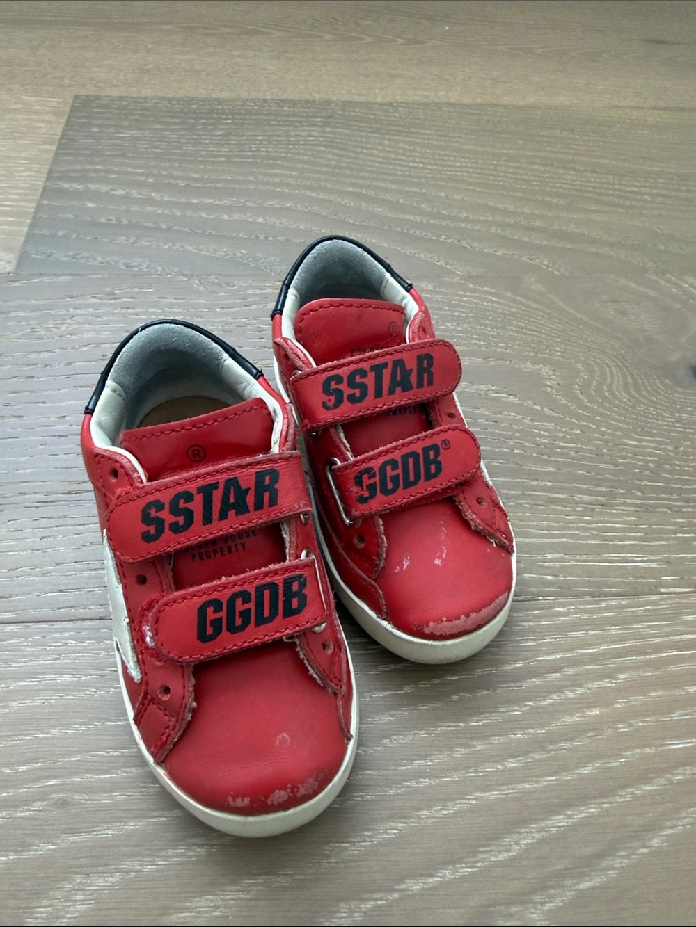 Golden Goose Red Kids Velcro Sneakers